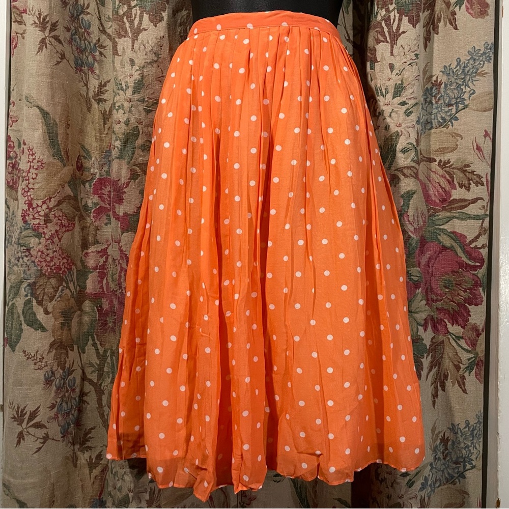 J CREW Spring 2012 Orange and White Polka Dot Skirt